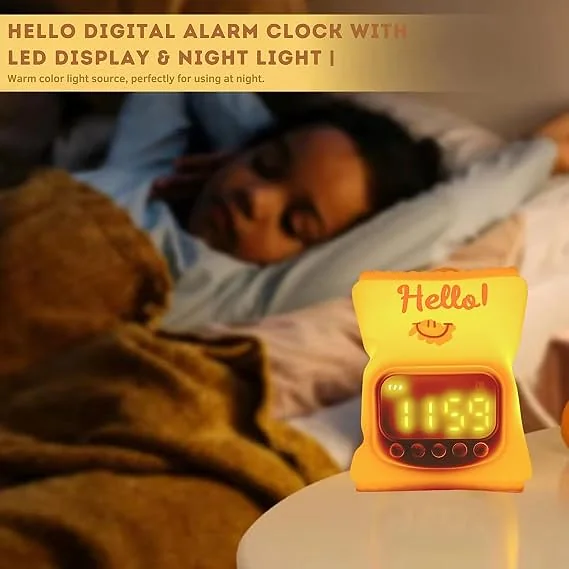 Réveil Numérique LED avec Veilleuse en Silicone « Hello » – ساعة منبّه رقمية مع إضاءة ليلية من السيليكون بتصميم «Hello»