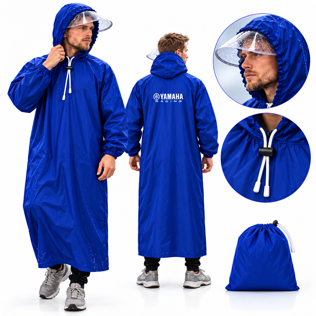 Tenue Imperméable Yamaha Racing avec Capuche Protection Complete  - معطف مطر طويل مقاوم للماء