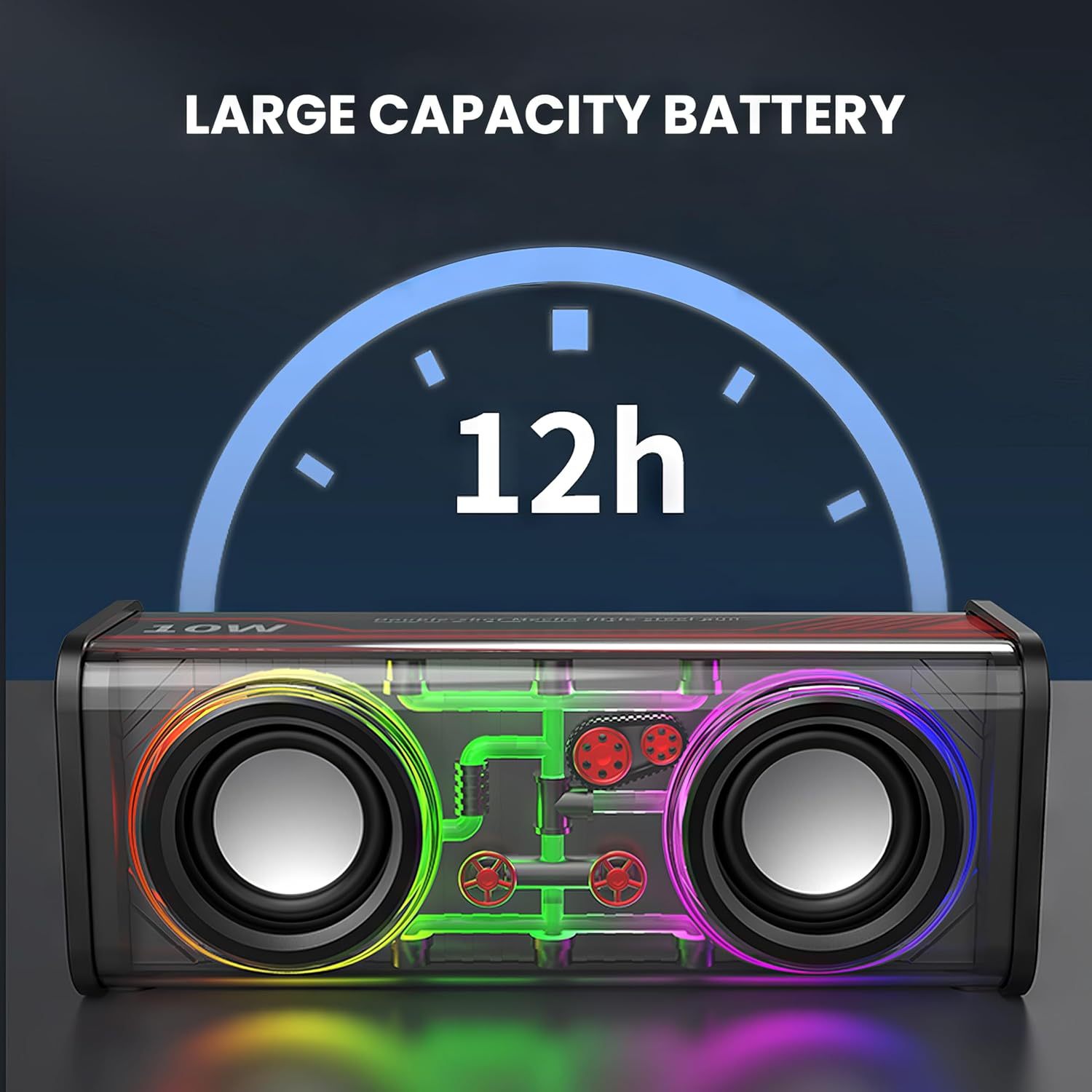 Haut-Parleur Bluetooth 5.3 Lumineux avec Boîtier Transparent - مكبر صوت بلوتوث لاسلكي شفاف مع إضاءة ملونة وسماعات مضاعفة - Électronique - صورة 9