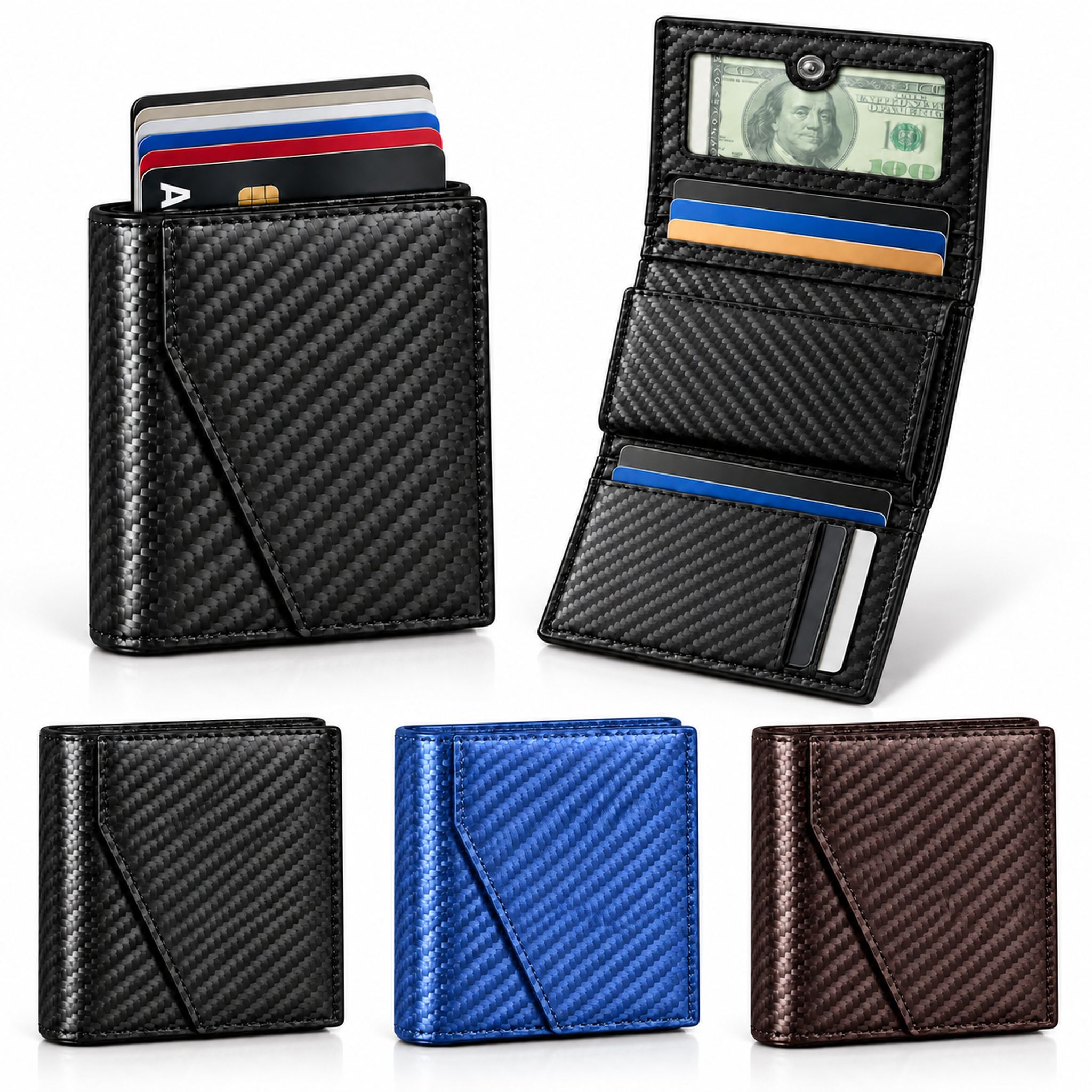 Porte-cartes Pop Up avec Rangement pour Billets - حامل بطاقات بآلية إخراج سريعة وجيب جانبي للنقود