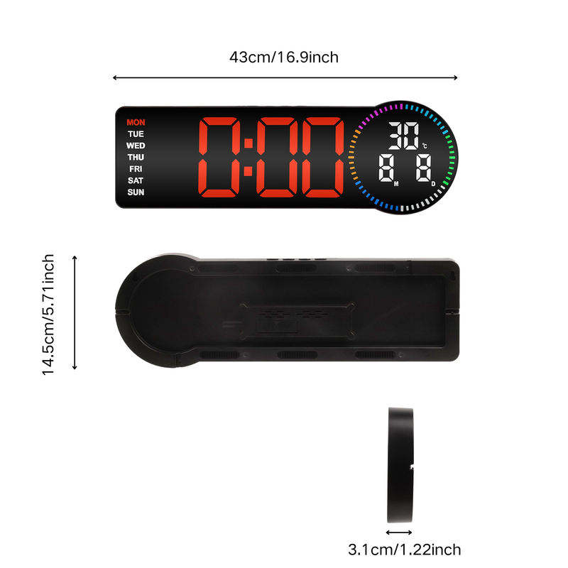 Horloge Murale Numérique LED RGB avec Télécommande et Calendrier 6688 - ساعة حائط رقمية ذكية إضاءة مع منبه ودرجة حرارة - Électronique - صورة 8