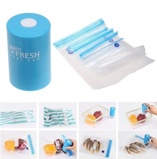 جهاز تفريغ وشفط الهواء من أكياس حفظ الطعام-Always Fresh Machine De Scellage Portable Avec 5 Sacs - Cuisine - صورة 5