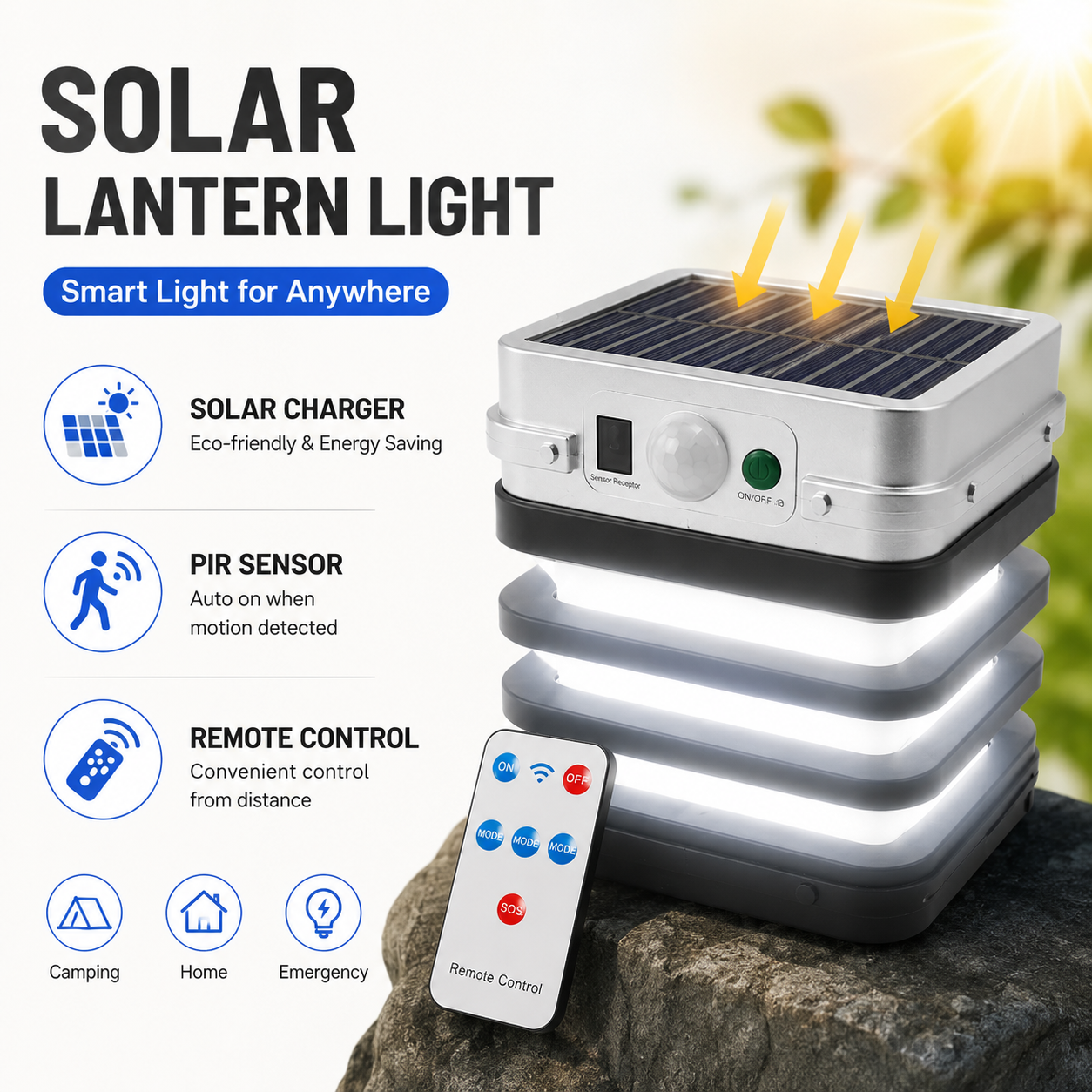 Lampe Applique Murale Solaire Intelligente à LED avec Télécommande - مصباح حائط شمسي ذكي مقاوم للماء - Électronique - صورة 12