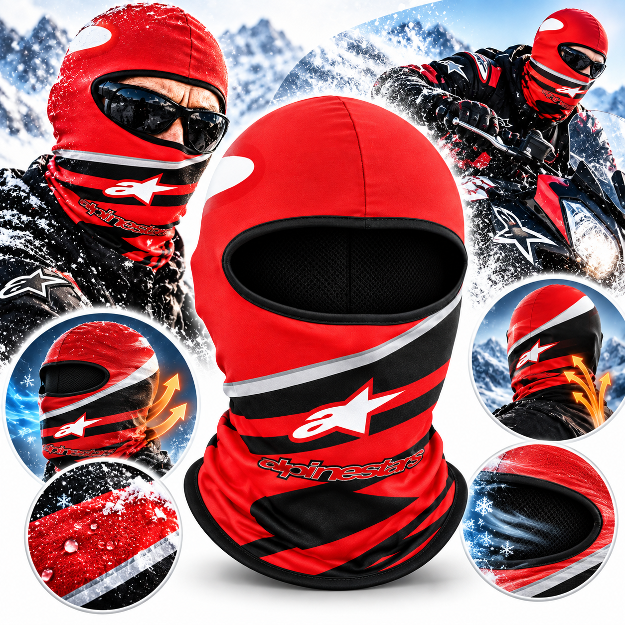 Cagoule Moto Thermique Balaclava Alpinstars - قناع واقي وجه كامل حراري للدراجات النارية