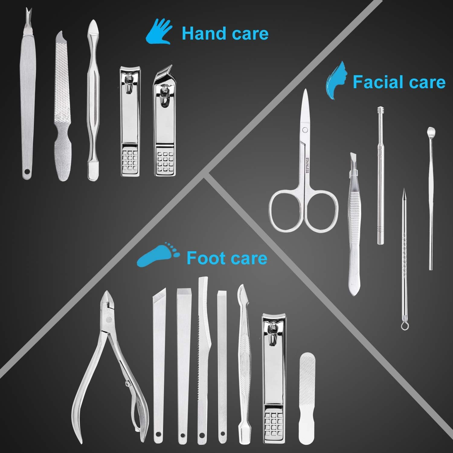 Set de Manucure et Pédicure Professionnel 22 Pièces - طقم احترافي للعناية بالأظافر 22 قطعة