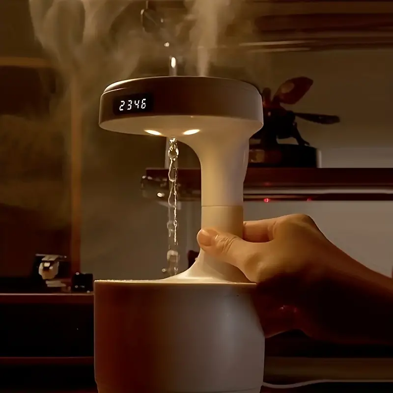Réveil et Humidificateur d’air gouttelettes d’eau Anti-gravité 800ml - Décoration - صورة 13
