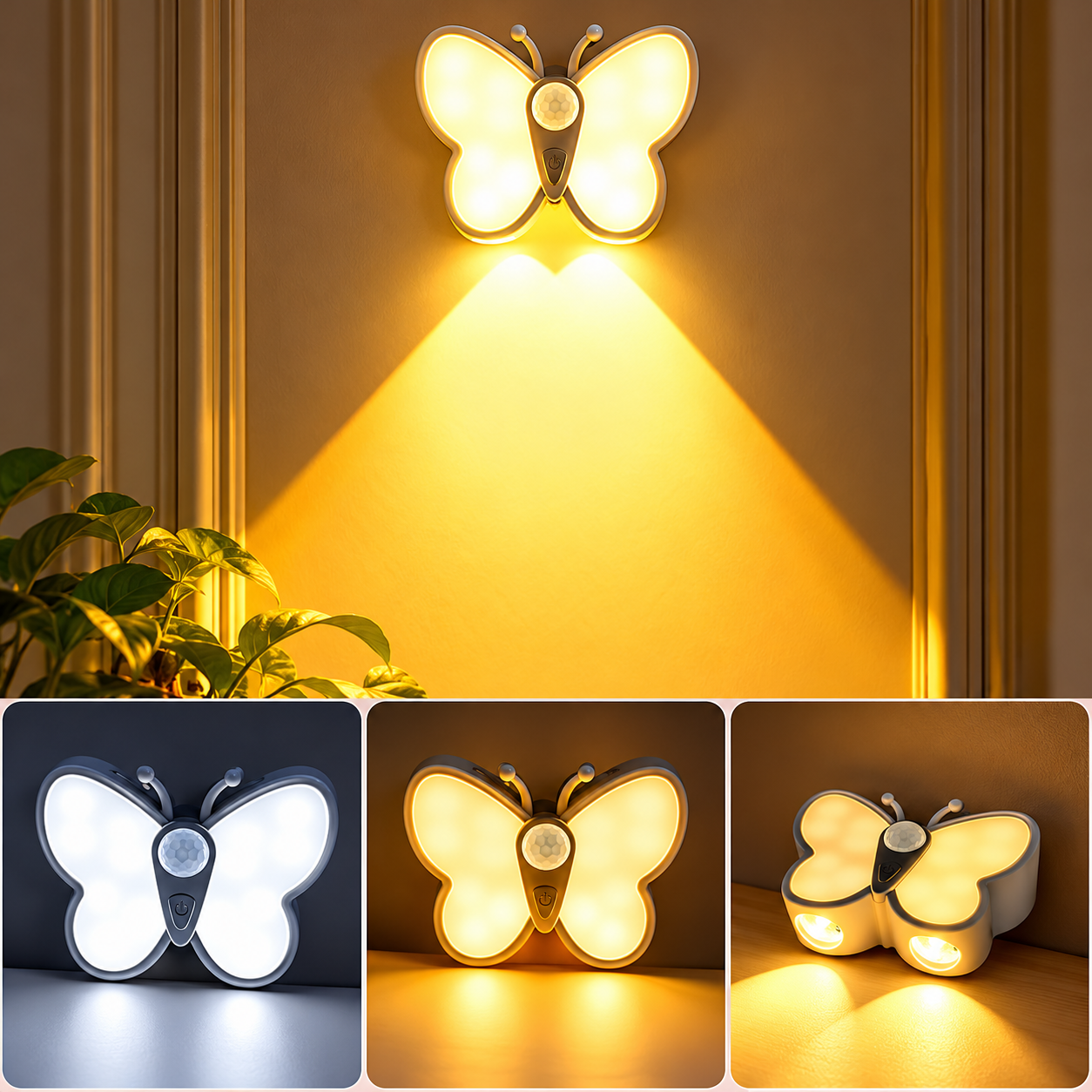 Lampe LED Papillon avec Détecteur de Mouvement Rechargeable USB 1PCS – مصباح فراشة بحساس الحركة قابل للشحن - Décoration - صورة 9