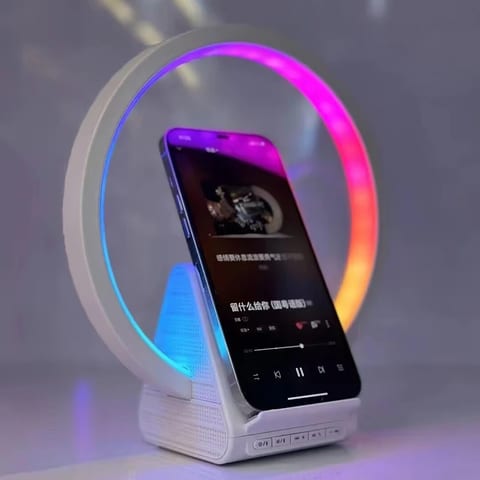 Lampe de chevet avec chargeur sans fil, haut-parleurs Bluetooth rechargeables support de charge rapide, 15W  BT-256