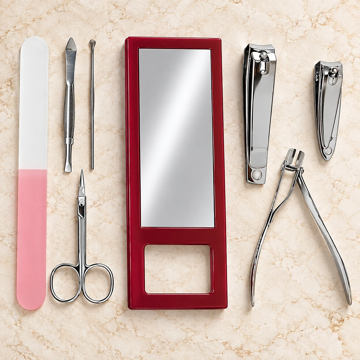 Kit de Manucure, Pédicure et Maquillage 18 Pièces avec Pochette et Miroir - طقم العناية بالأظافر والمكياج 18 قطعة مع حقيبة ومرآة - Soins et Beauté - صورة 8