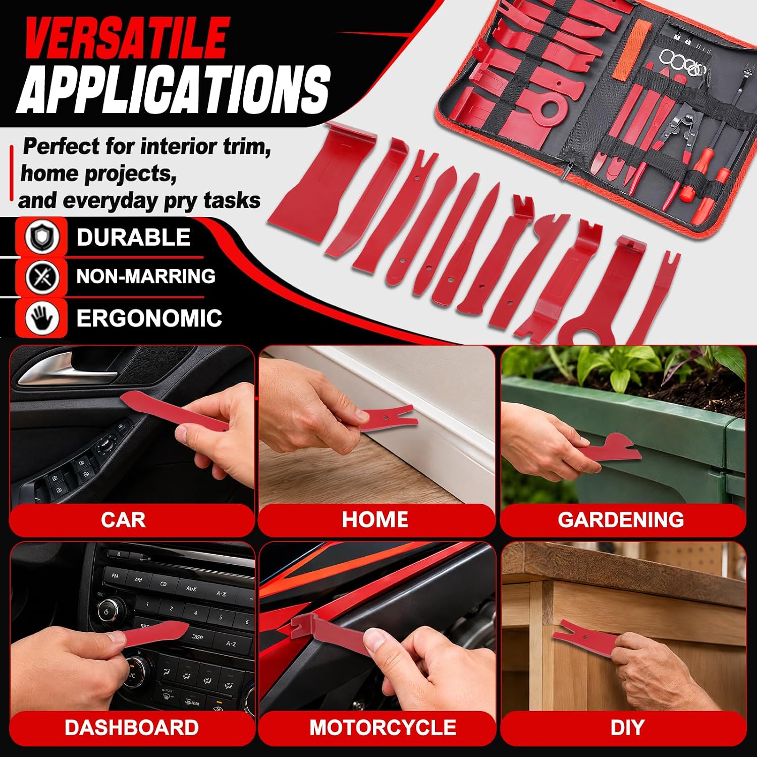 Kit de 16 Outils de Démontage de Garniture Auto et Finitions Intérieures - طقم أدوات فك ديكورات وكسوة السيارة 16 قطعة - Outillage et Bricolage - صورة 9