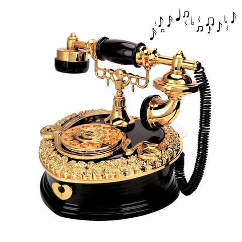 Boîte à musique créative en forme de cœur téléphone vintage décoration pour maison