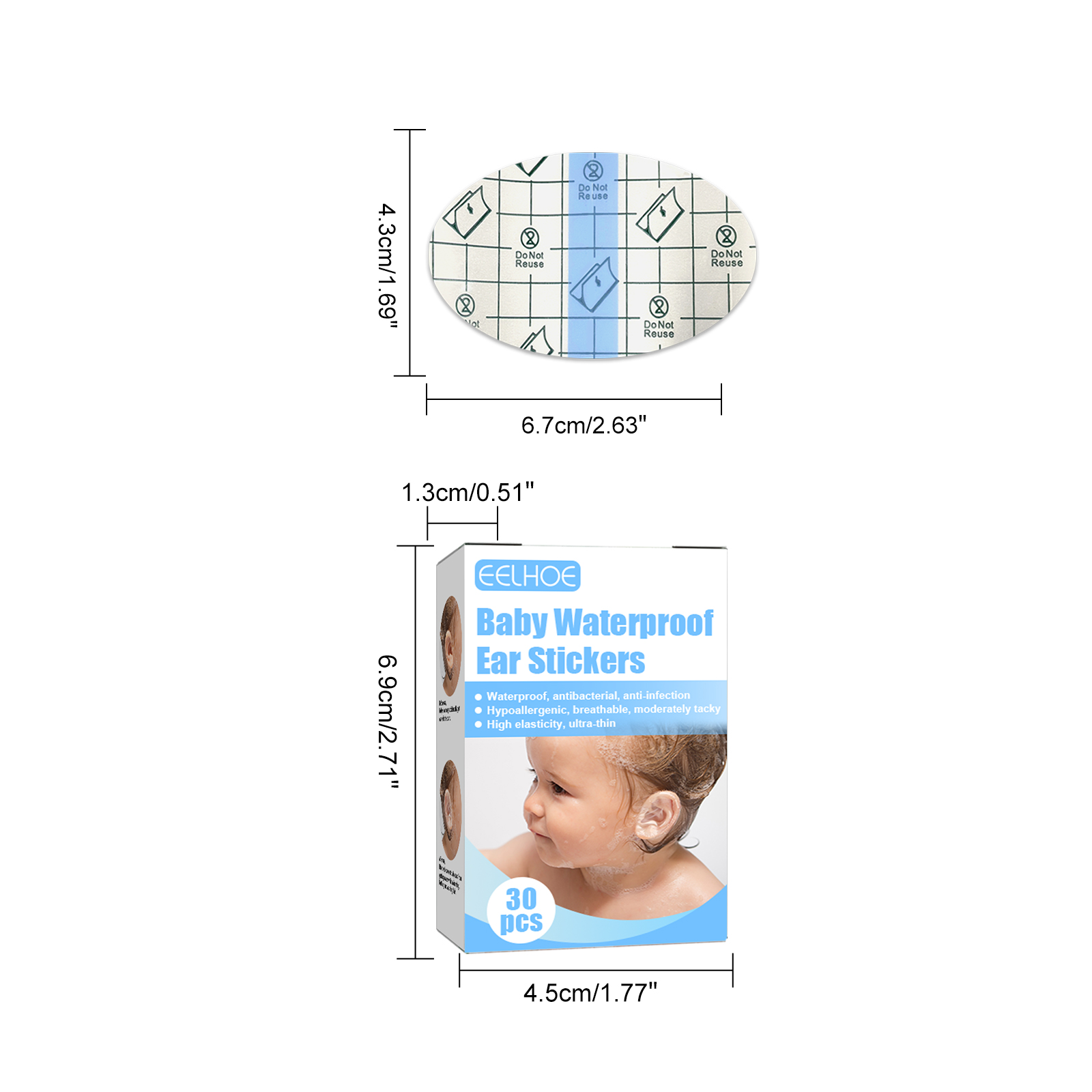 Autocollants Imperméables de Protection des Oreilles pour Bébé – Pièces ملصقات مقاومة للماء لحماية أذن الطفل أثناء الاستحمام والسباحة 30 - Divers - صورة 8