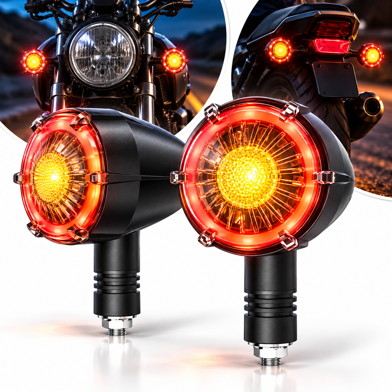 Clignotants LED pour Moto Couleur Rouge et Orange 2pcs - أشارات غمازات دراجة نارية أحمر وبرتقالي
