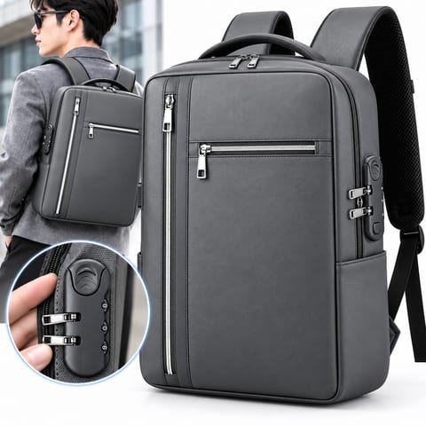 Sac à Dos Antivol Grande Capacité Gris– YP-02 – حقيبة ظهر مضادة للسرقة