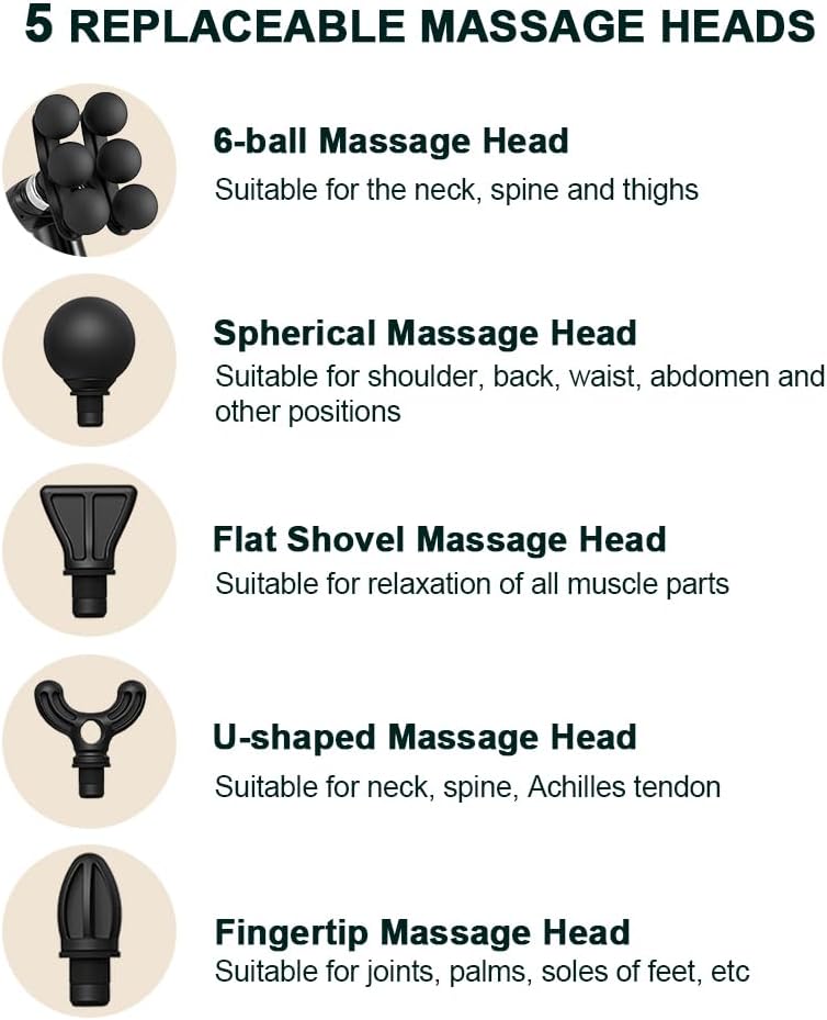 Pistolet de Massage Musculaire Électrique à 6 Têtes - جهاز مساج تدليك العضلات بـ 6 رؤوس