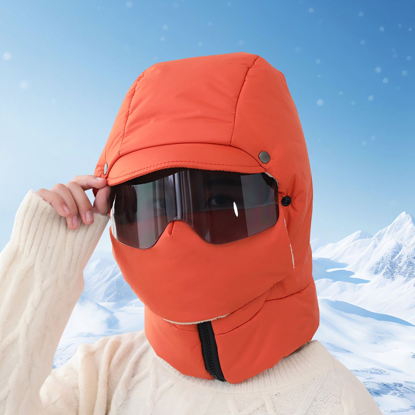 Bonnet d'Hiver Moto Coupe-Vent avec Lunettes et Cache-Visage - قبعة شتوية للرجال مع نظارات وقناع لحماية الوجه من البرد