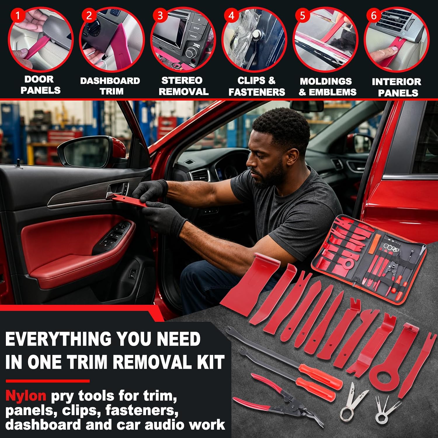Kit de 16 Outils de Démontage de Garniture Auto et Finitions Intérieures - طقم أدوات فك ديكورات وكسوة السيارة 16 قطعة - Outillage et Bricolage - صورة 10