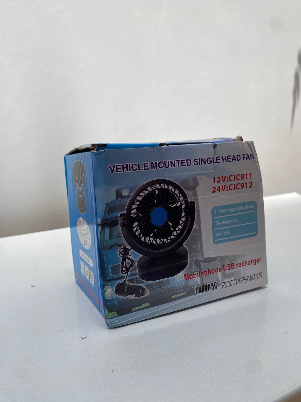 Ventilateur électrique 12V pour tableau de bord de voiture, rotatif à 360 degrés - Accessoires Auto/Moto - صورة حقيقية 8
