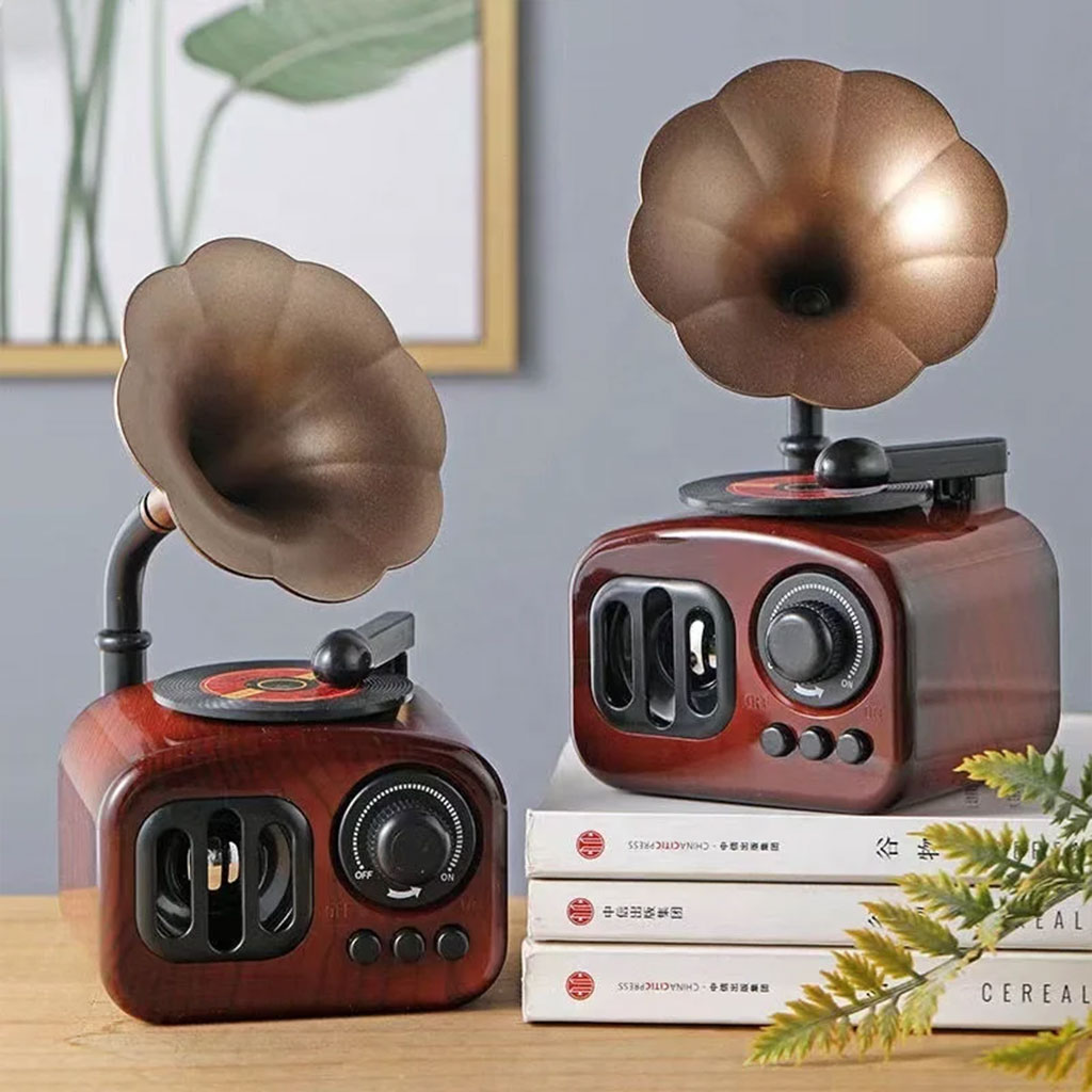 Boîte à musique rétro en bois, phonographe pour maison, Table classique - Décoration - صورة 8