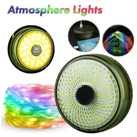 Lumière de camping LED multifonctionnelle, chargeur USB, chaîne d'atmosphère colorée