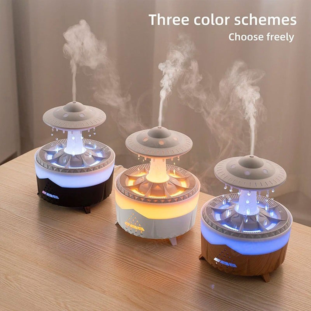 Lampe d’humidification par gouttelettes d’eau 350ML ultrasonique, avec télécommande - Décoration - صورة 7