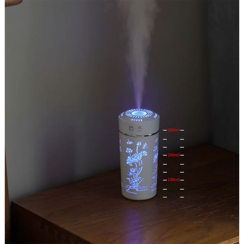 Diffuseur d’huiles essentielles et d’arôme froid, tasse de fleur de Lotus USB 250ml - Décoration - صورة 3