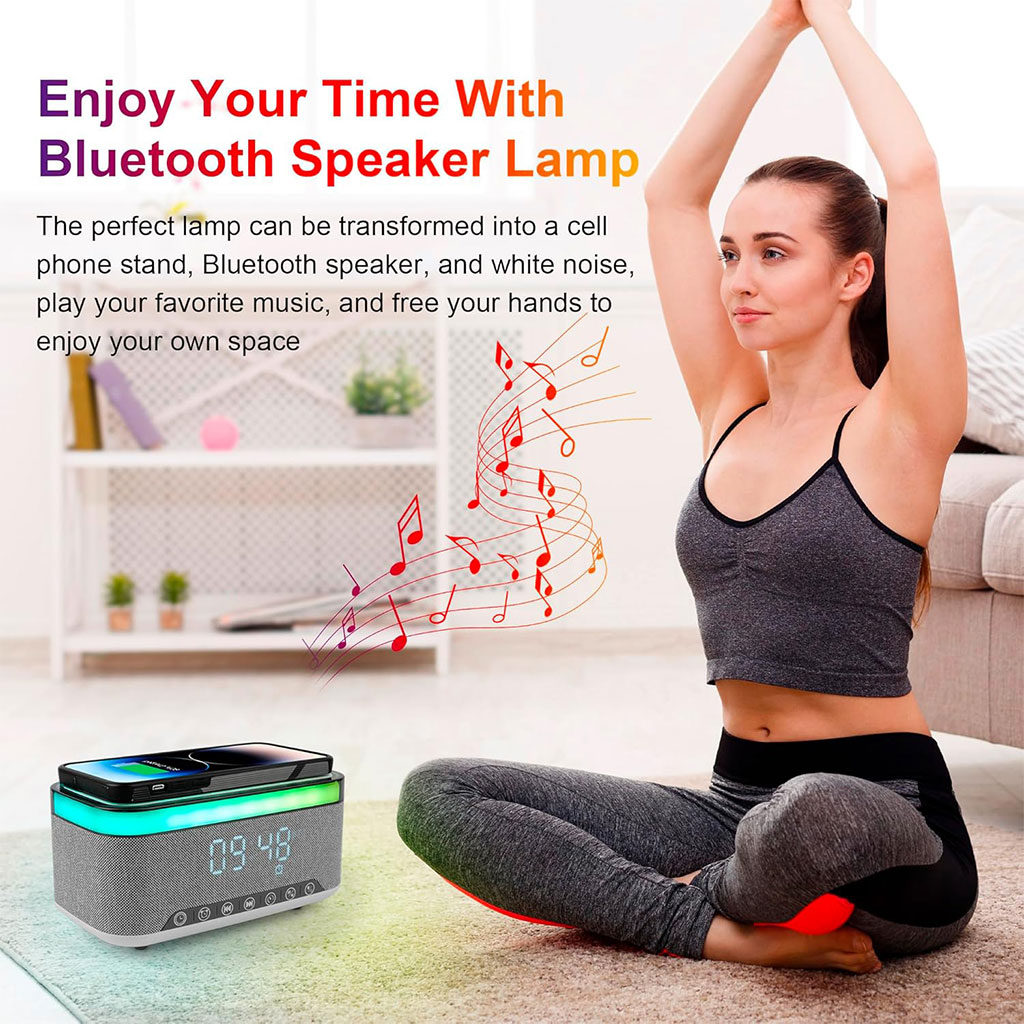 Haut-parleur Bluetooth intelligent, veilleuse créative de bureau, chargeur audio sans fil, lumière d’ambiance de chevet - Électronique - صورة 7
