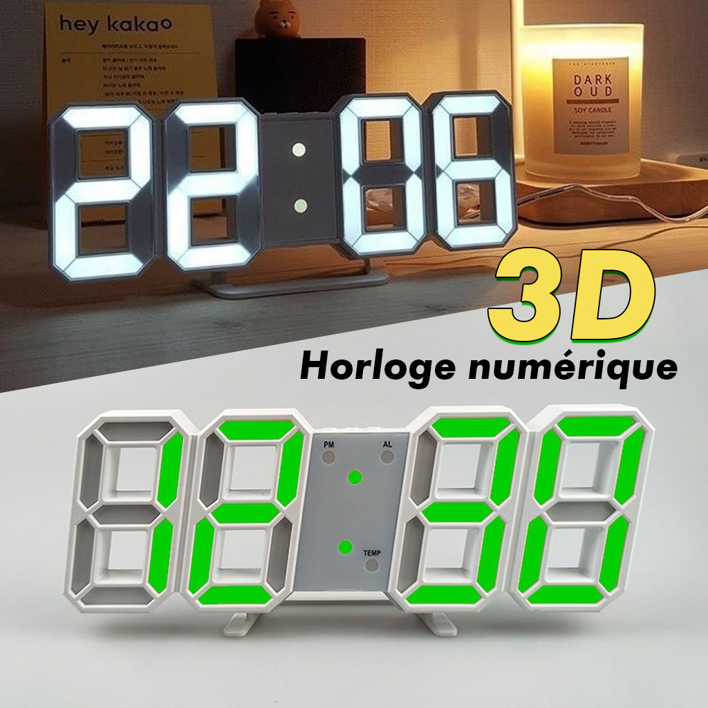 Horloge Murale numérique LED 3D - Électronique - صورة 7