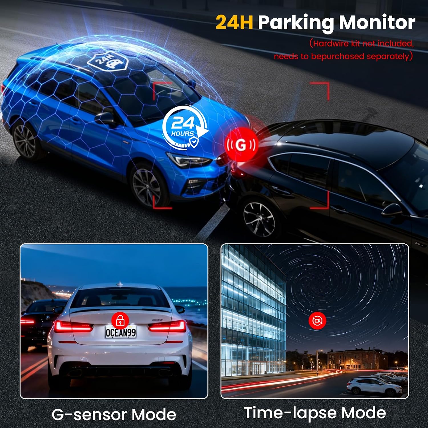Dash Cam Voiture 4 Caméras 360° WiFi avec Vision Nocturne - كاميرا مراقبة سيارة 4 عدسات بتصوير 360 درجة ورؤية ليلية