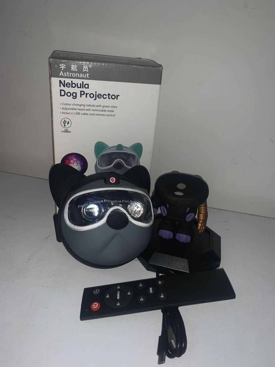 Bulldog Astronaute Projecteur Lampe Nébuleuses Espace Lumières - Électronique - صورة حقيقية 7