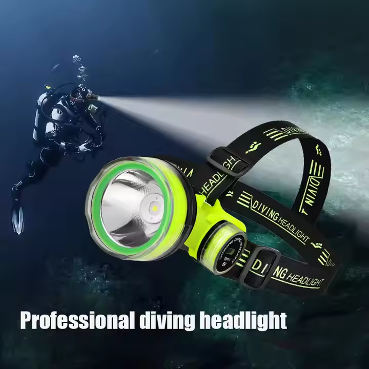 Lampe Frontale de Plongée LED Étanche 15m Distance 350m GM - مصباح رأس مقاوم للماء للغوص حتى عمق 15 متر - صورة 12