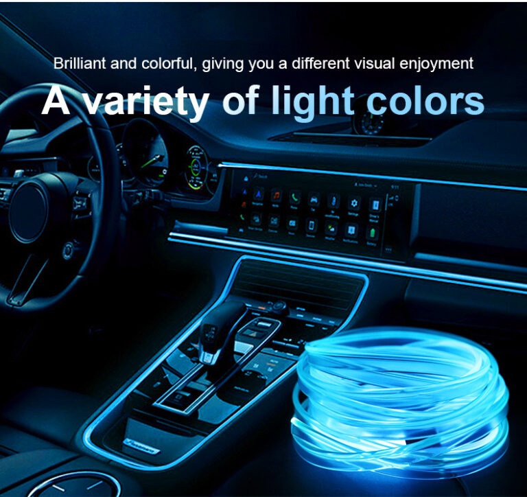 Bande lumineuse Fibre optique Led fluo RGB USB + Mini projecteur LED Gratuit - Accessoires Auto/Moto - صورة حقيقية 2