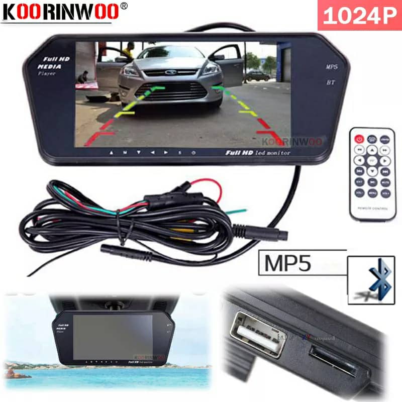 Rétroviseur écran LCD TFT 7 pouces MP5 bluetooth 1024P