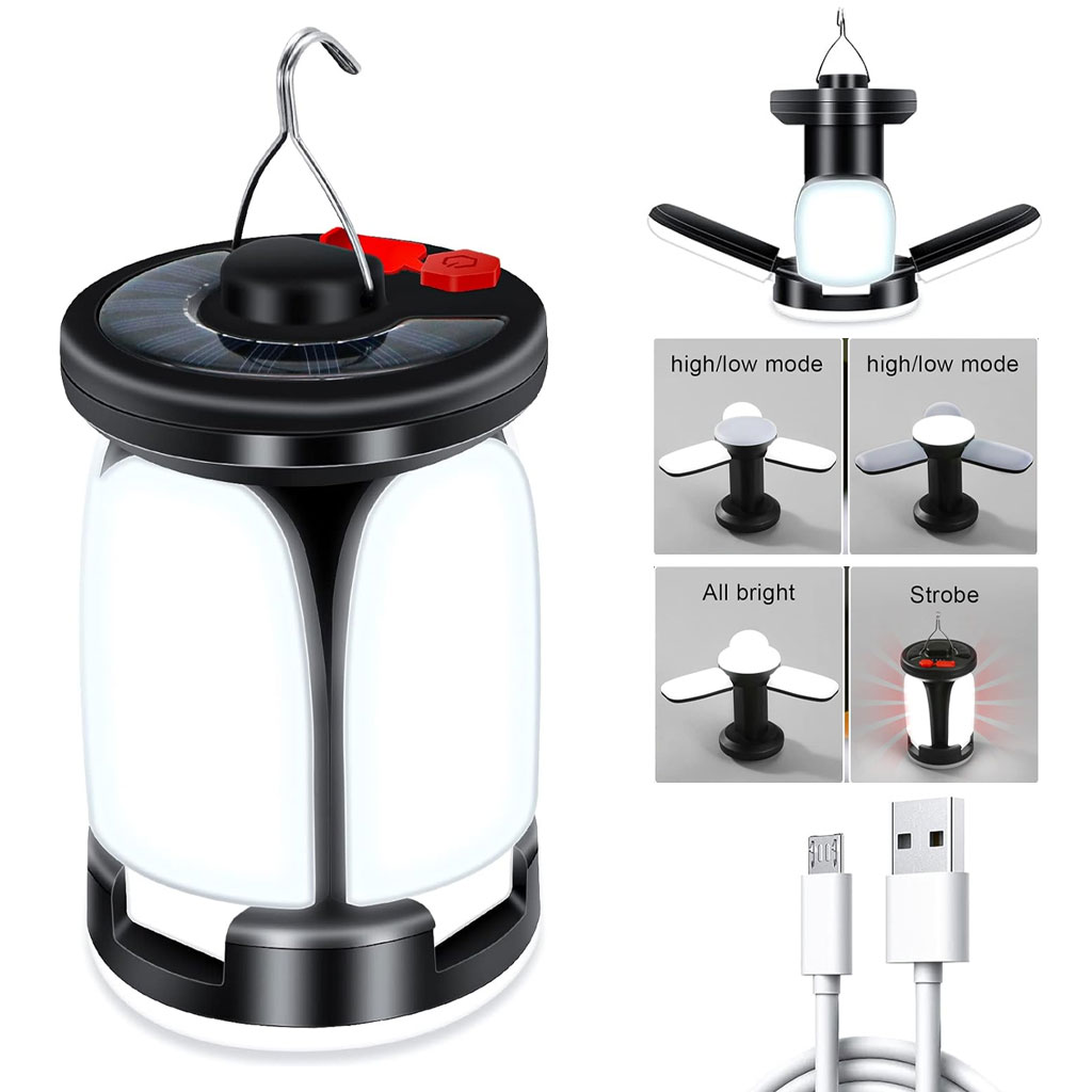 Lanterne de camping Rechargeable avec 6 modes d’éclairage, 60 LED