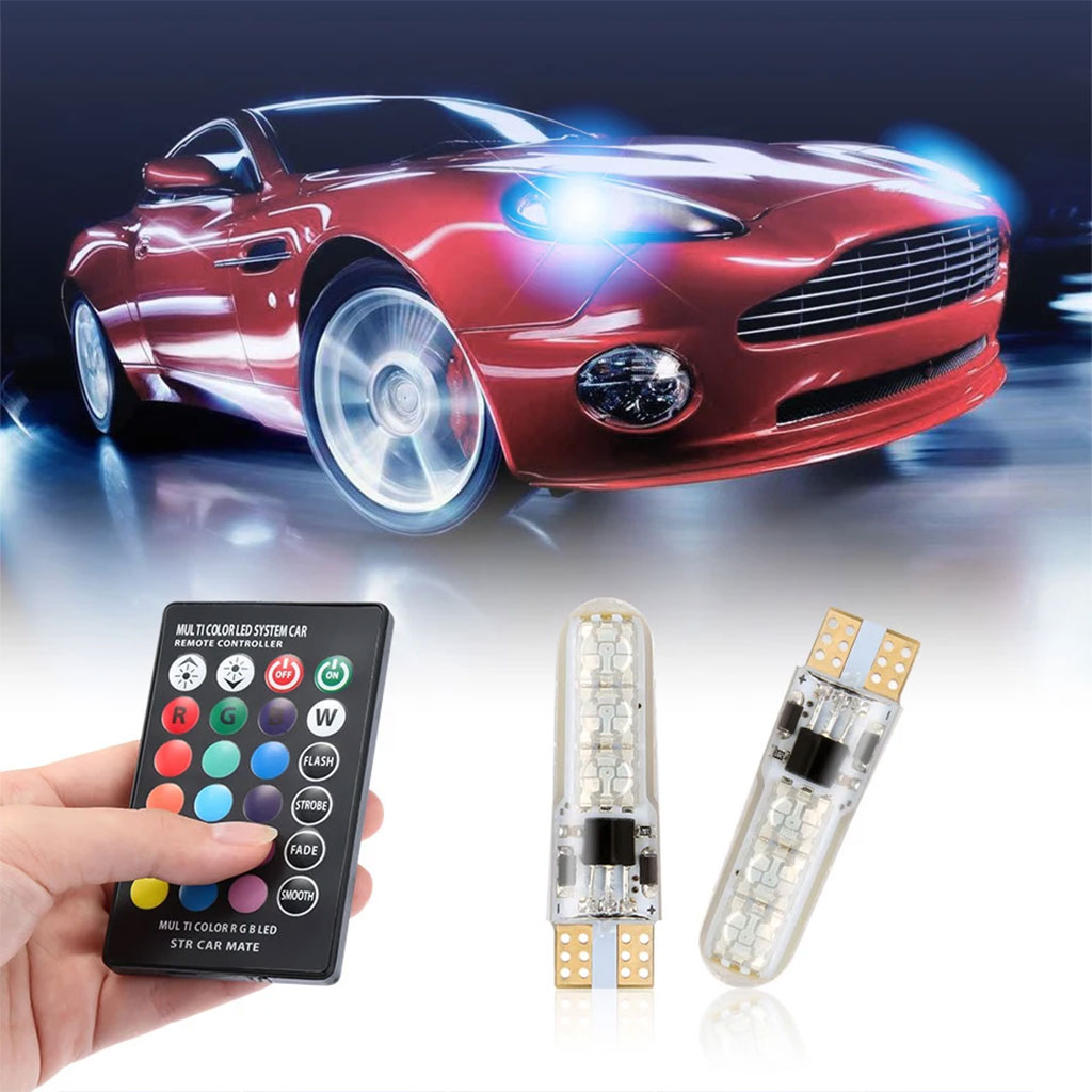 Lot de 2 LED Multicolore pour Voiture 12V T10