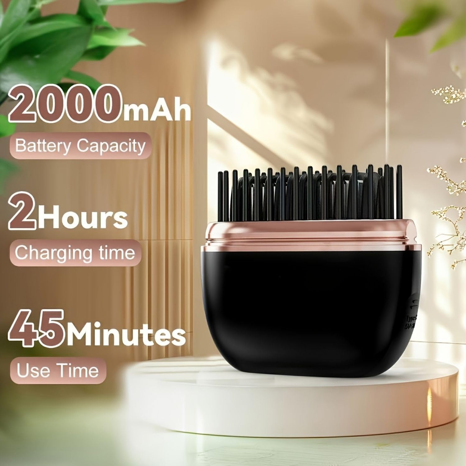 Brosse Lissante Chauffante Sans Fil HB-208 - مشطة شعر حرارية لاسلكية محمولة للتمليس السريع - Soins et Beauté - صورة 7