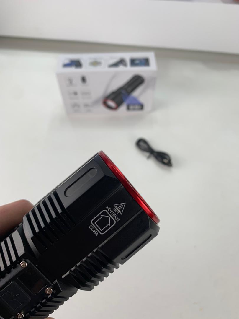 Lampe Torche 100W avec Batterie Lithium 18650*3 Portée de 1 à 1,5 km, mise au point réglable – مصباح يدوي عالي الطاقة مع بطارية ليثيوم - Camping et Randonnée - صورة حقيقية 11