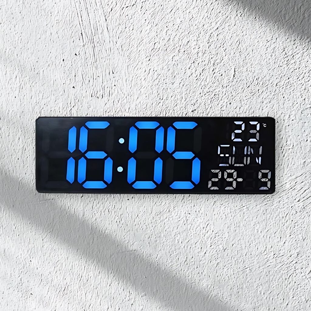 Horloge Numérique Murale et Table LED à Éclairage Bleu Inférieur – ساعة رقمية للحائط و المكتب بإضاءة سفلية زرقاء - Électronique - صورة 3