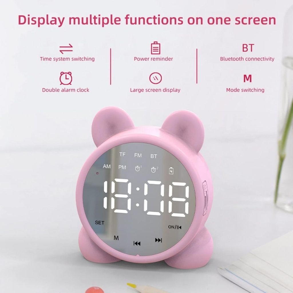 Réveil Numérique Sans Fil avec Affichage LED Miroir et Haut-Parleur Bluetooth - منبه رقمي لاسلكي بشاشة مرآة ومكبر صوت بلوتوث - Électronique - صورة 7