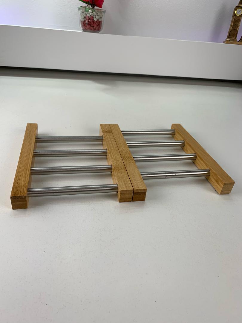 Dessous de Plat Extensible en Bambou et Acier Inoxydable – قاعدة أواني قابلة للتمديد - Cuisine - صورة حقيقية 7