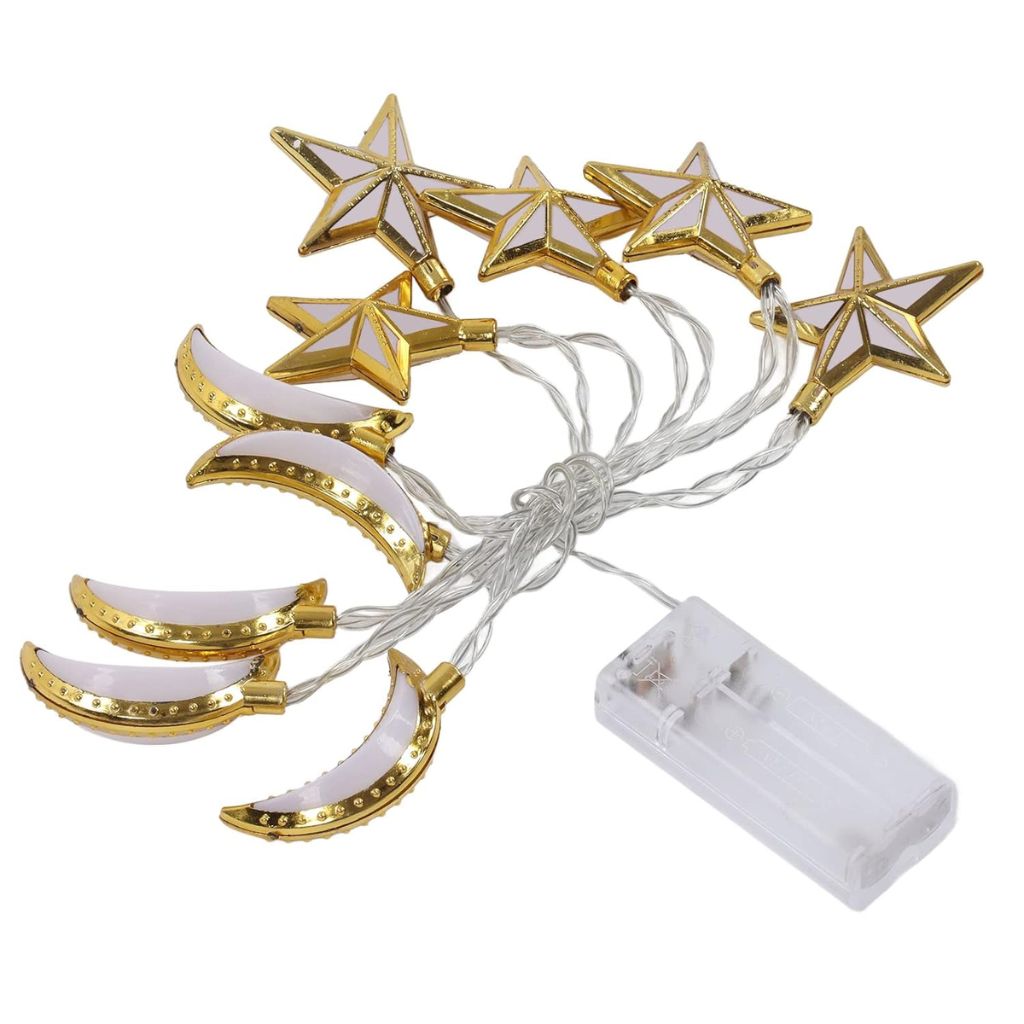 Guirlande Lumineuse Eid et Ramadan LED 10pcs - إضاءة رمضان على شكل قمر ونجمة - صورة 4
