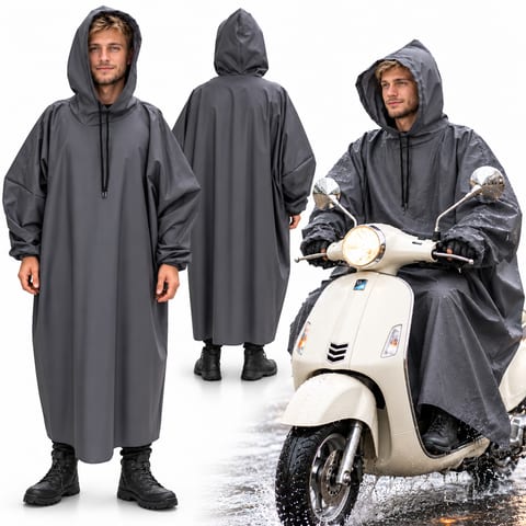 Poncho de Pluie à Capuche pour Conducteur de Vespa – معطف مطر طويل بقبعة لسائق السكوتر
