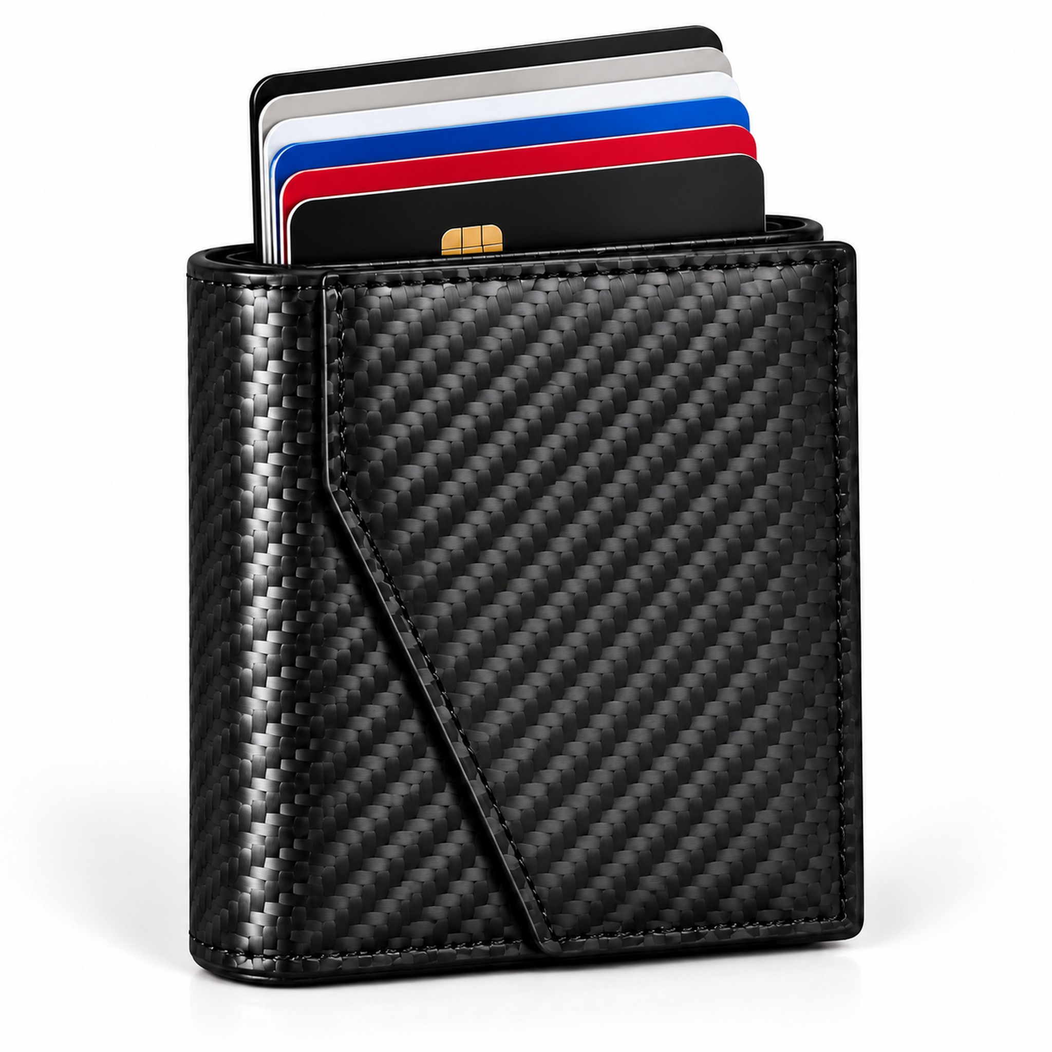 Porte-cartes Pop Up avec Rangement pour Billets - حامل بطاقات بآلية إخراج سريعة وجيب جانبي للنقود