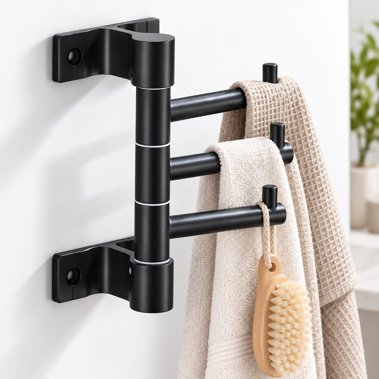Porte-Serviettes Mural Pivotant 3 Bras Supporte 6KG - علاقة مناشف جدارية دوارة 3 أذرع