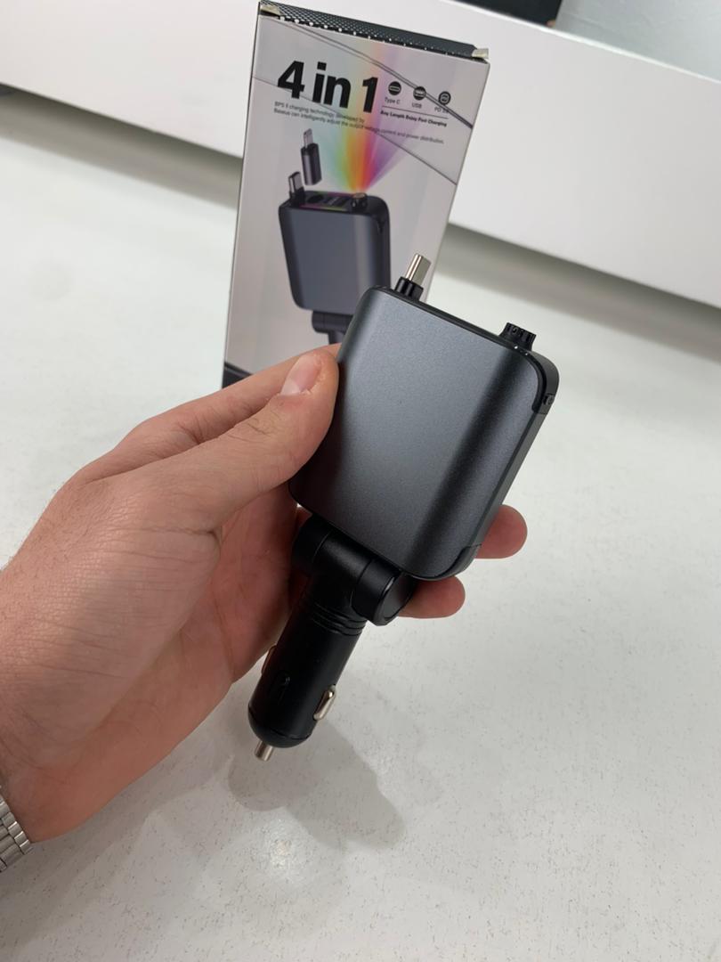 Chargeur Voiture 4en1 Rétractable 120W avec toit Starlight pour téléphones iOS et Android- شاحن سيارة متعدد المنافذ - Accessoires Auto/Moto - صورة 10