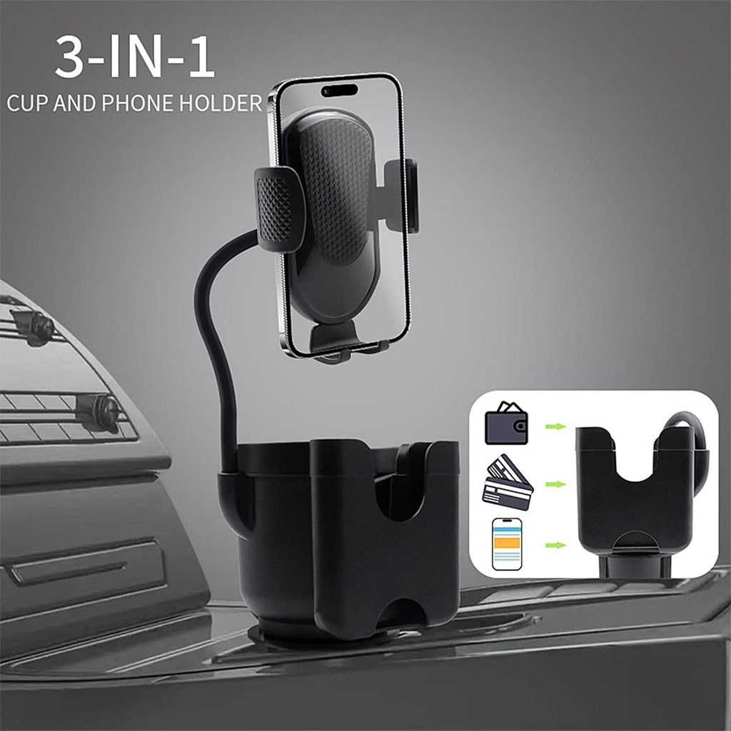 Support de téléphone pour voiture avec porte-gobelet rotation à 360° - حامل هواتف وأكواب في السيارة - Accessoires Auto/Moto - صورة 13