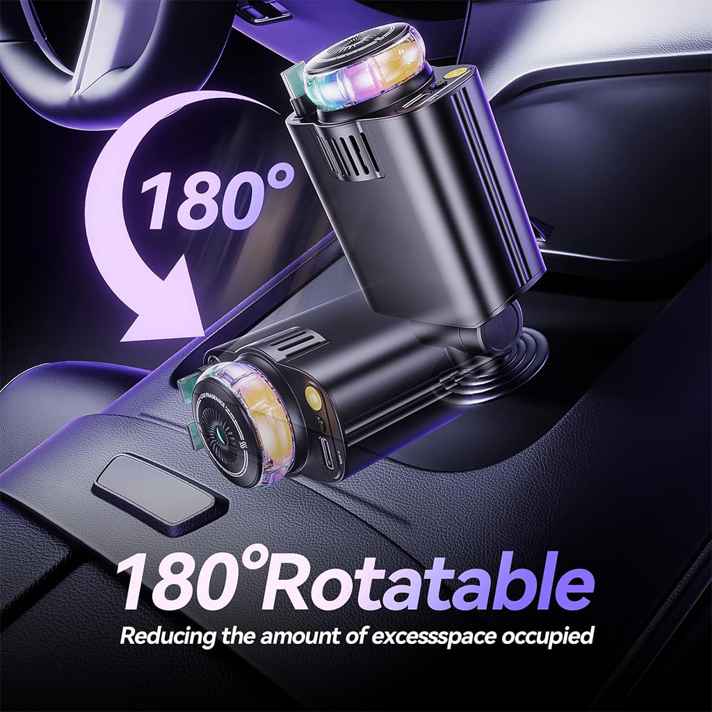 Chargeur voiture rétractable 5 en 1 avec aromathérapie et lumière des étoiles – شاحن سريع للسيارة مع معطر - Accessoires Auto/Moto - صورة 7