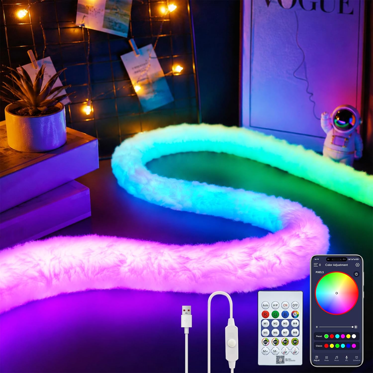 Bande LED RGBIC Intelligente Fluffy Light 360° USB App Control 5M - شريط إضاءة ليد ذكي إضاءة محيطية 360 درجة - Électronique - صورة 8