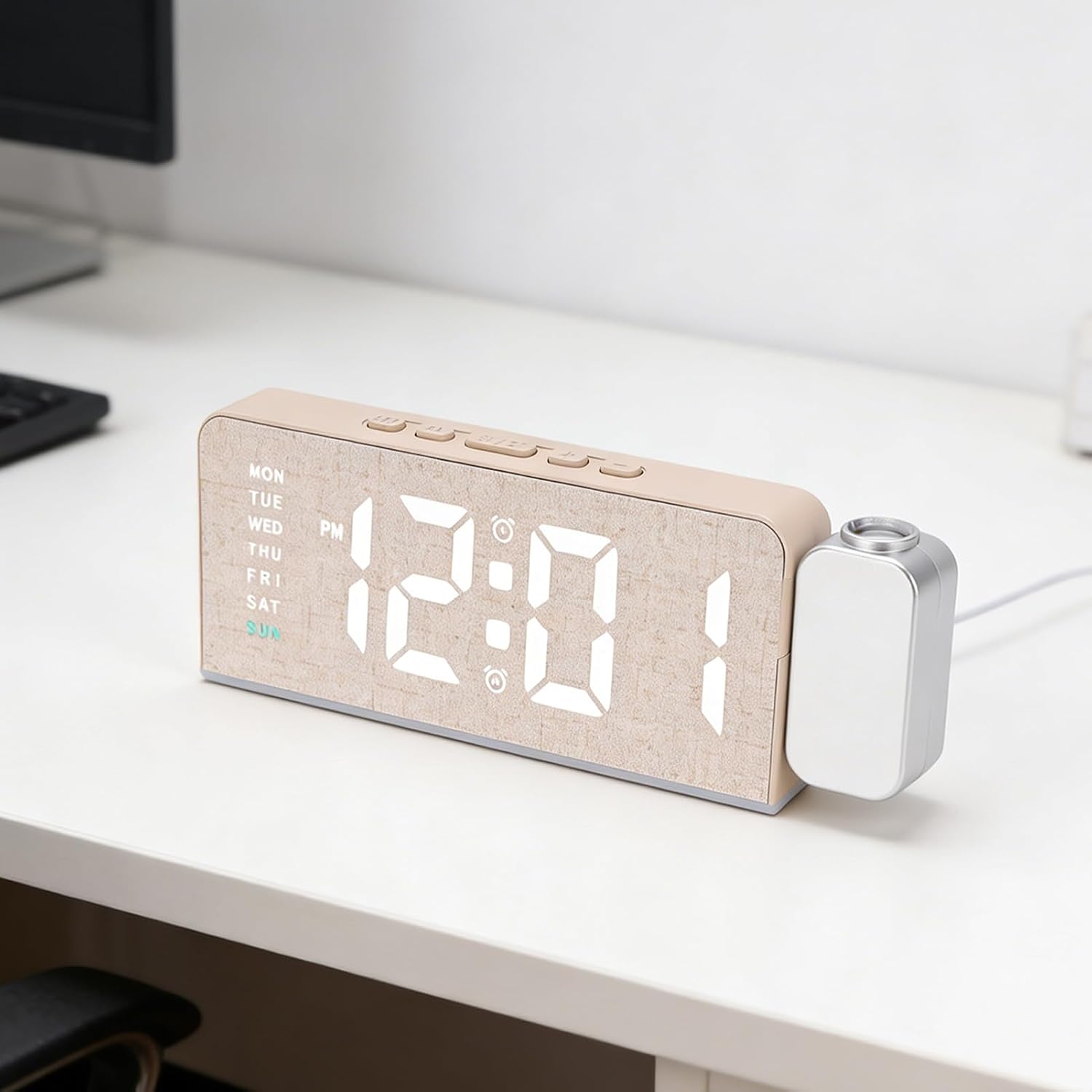 Réveil Numérique LED avec Projection au Plafond et Charge USB GH8055 - ساعة منبه رقمية مع عرض الوقت على السقف وشحن - Électronique - صورة 9