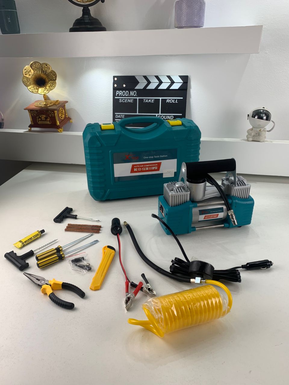 XTop Compresseur d’Air Double Cylindre avec Kit de réparation 12V -110PSI – نافخ عجلات السيارة مع أدوات التصليح - Accessoires Auto/Moto - صورة 6